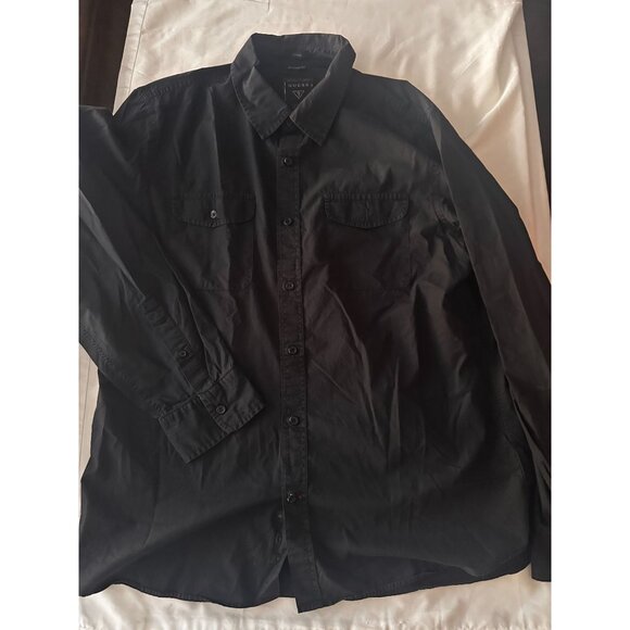 Men's GUESS black button down casual shirt XL regular fit - Picture 1 of 4